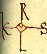 Этой монограммой,включающей согласные буквы латинского имени Karolus, Карл Великий подписывался под важными документами
